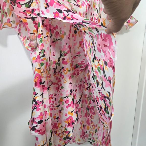 Floral Flutter Sleeve Tiered Ruffle Blouse Polyester Casual M Dressbarn Womens - Picture 8 of 8